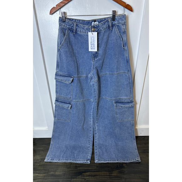 Princess Polly Tamba Denim Cargo Jeans Skater High Waist Wide Leg Size 6 NWT - Picture 4 of 6